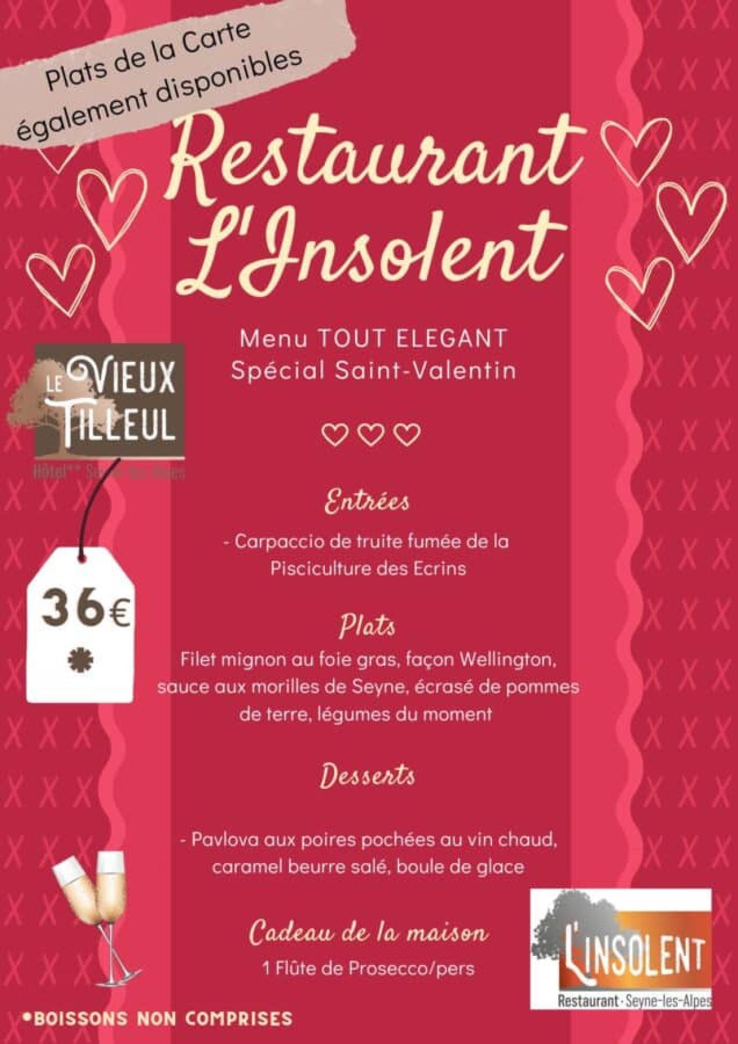 Copie de Menu Saint-Valentin rouge à motifs graphiques